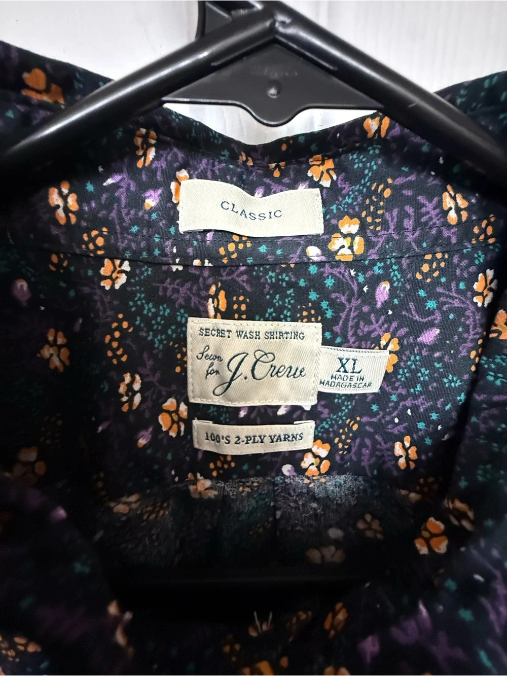 J. Crew Navy Floral Button-Down Shirt with Org & Teal Accents szXL (0228)
